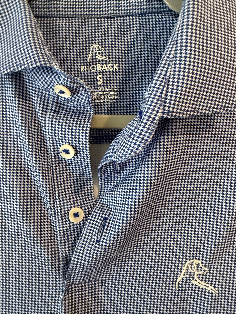 Rhoback Blue Micro-Check Performance Polo - Picture 3 of 5